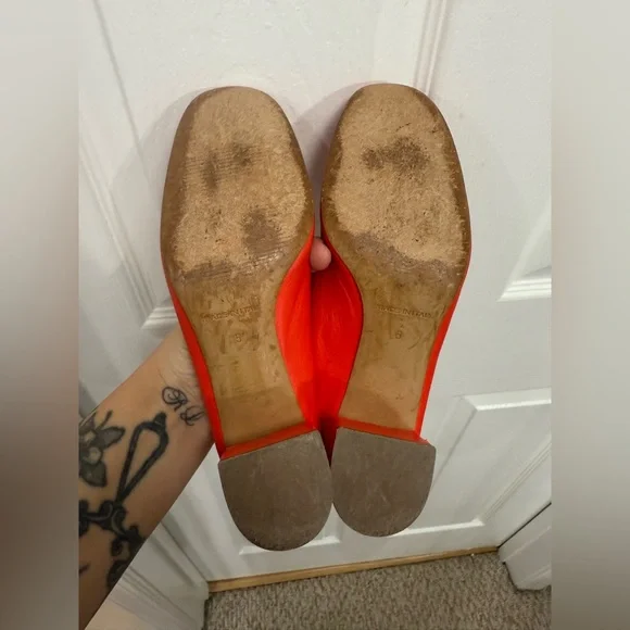 Everlane  Women's Red Orange The Day Heel Italian Leather Size 5 - Picture 7 of 8